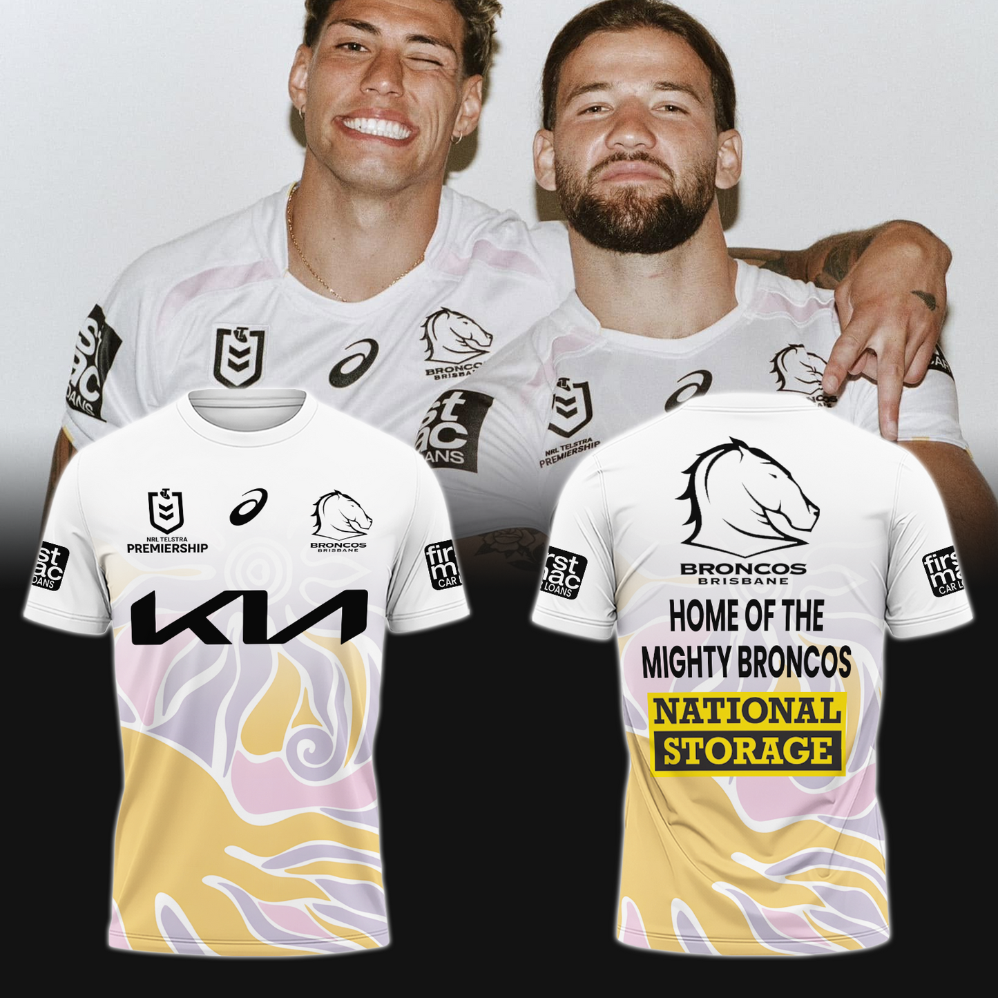 Brisbane Broncos NRL Home Of The Mighty Broncos 2025 Limited Edition T-Shirt TM - You will save more when you buy the clothes and hat combo V2