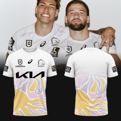 Brisbane Broncos NRL Home Of The Mighty Broncos 2025 Limited Edition T-Shirt TM - You will save more when you buy the clothes and hat combo V4