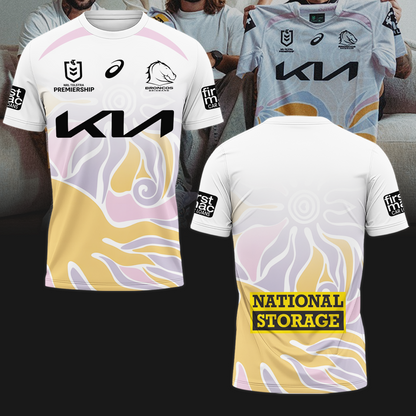 Brisbane Broncos NRL Home Of The Mighty Broncos 2025 Limited Edition T-Shirt TM - You will save more when you buy the clothes and hat combo V5