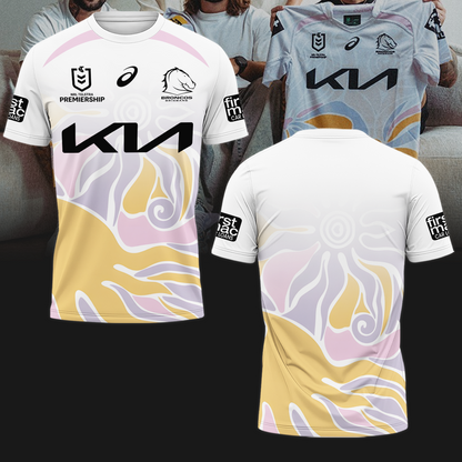 Brisbane Broncos NRL Home Of The Mighty Broncos 2025 Limited Edition T-Shirt TM - You will save more when you buy the clothes and hat combo V6