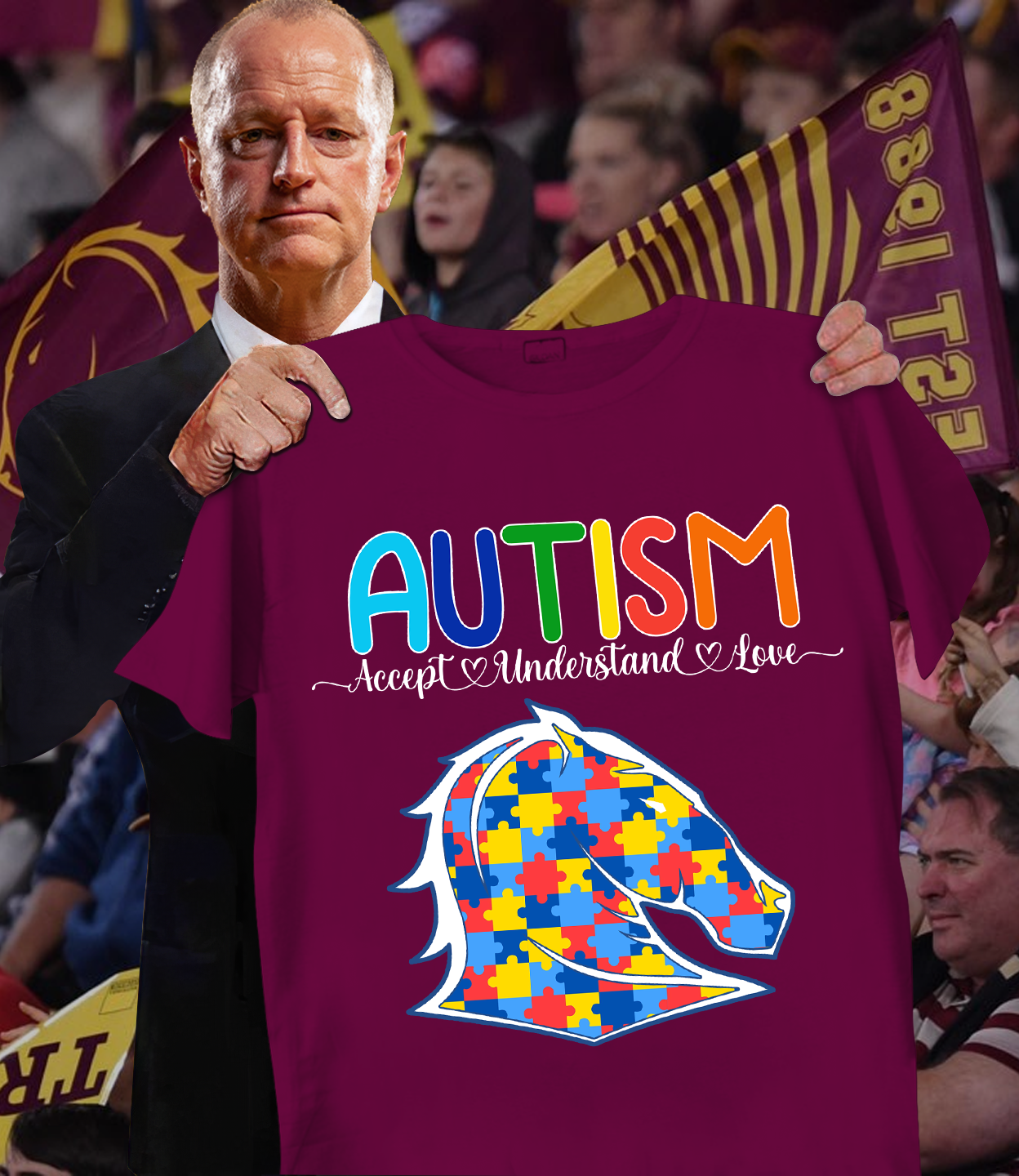 Brisbane Broncos NRL Support Autism Shirt