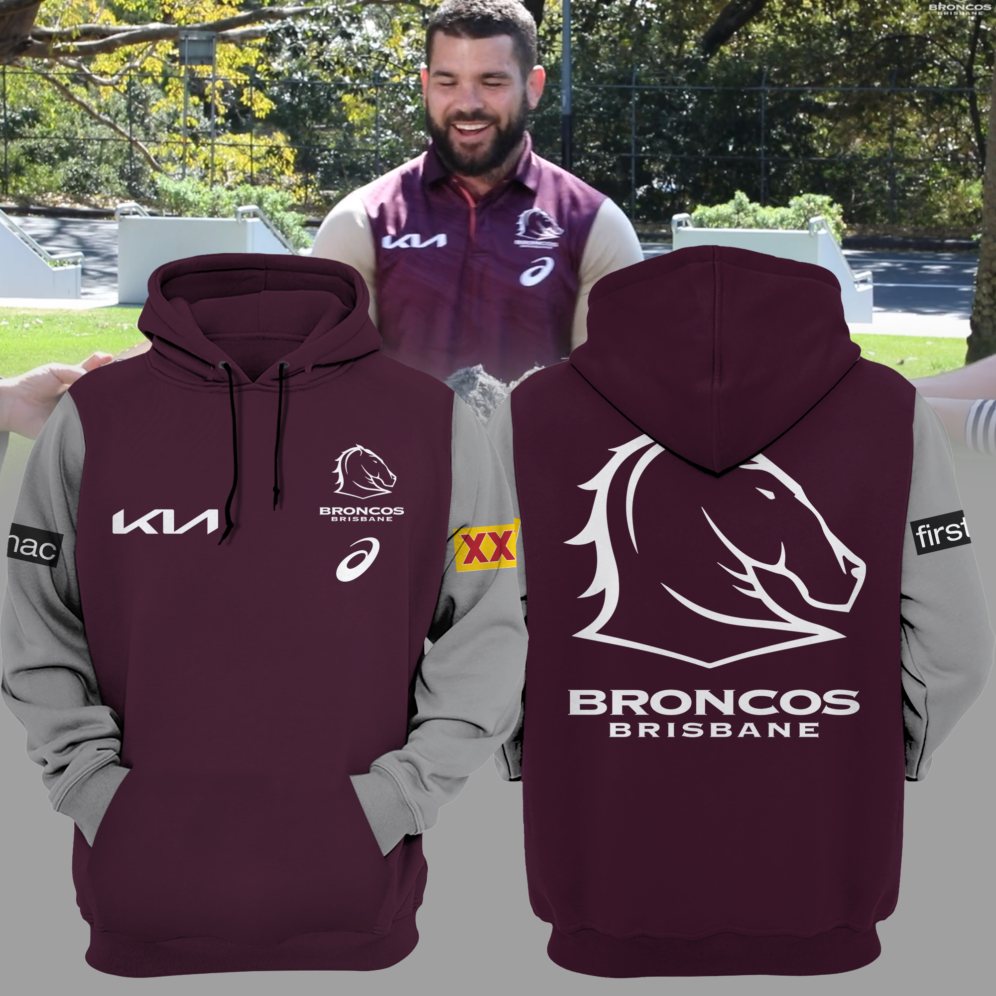 Brisbane Broncos NRL The Mighty Limited Edition Hoodie TM V5