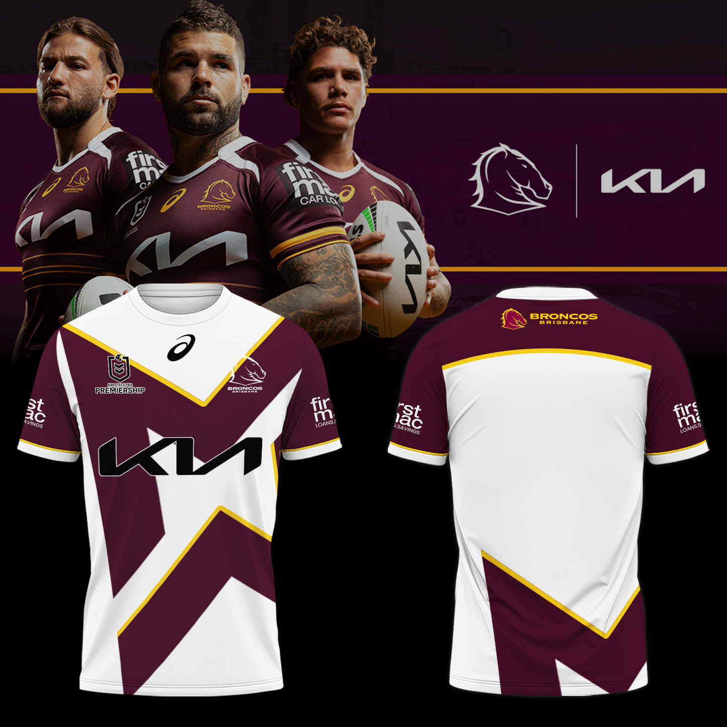 Brisbane Broncos NRL The Mighty Limited Edition T-Shirt TM - You will save more when you buy the clothes and hat combo V4