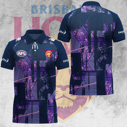 Brisbane Lions AFL 2025 The Mighty Limited Edition Polo Shirt TM V4