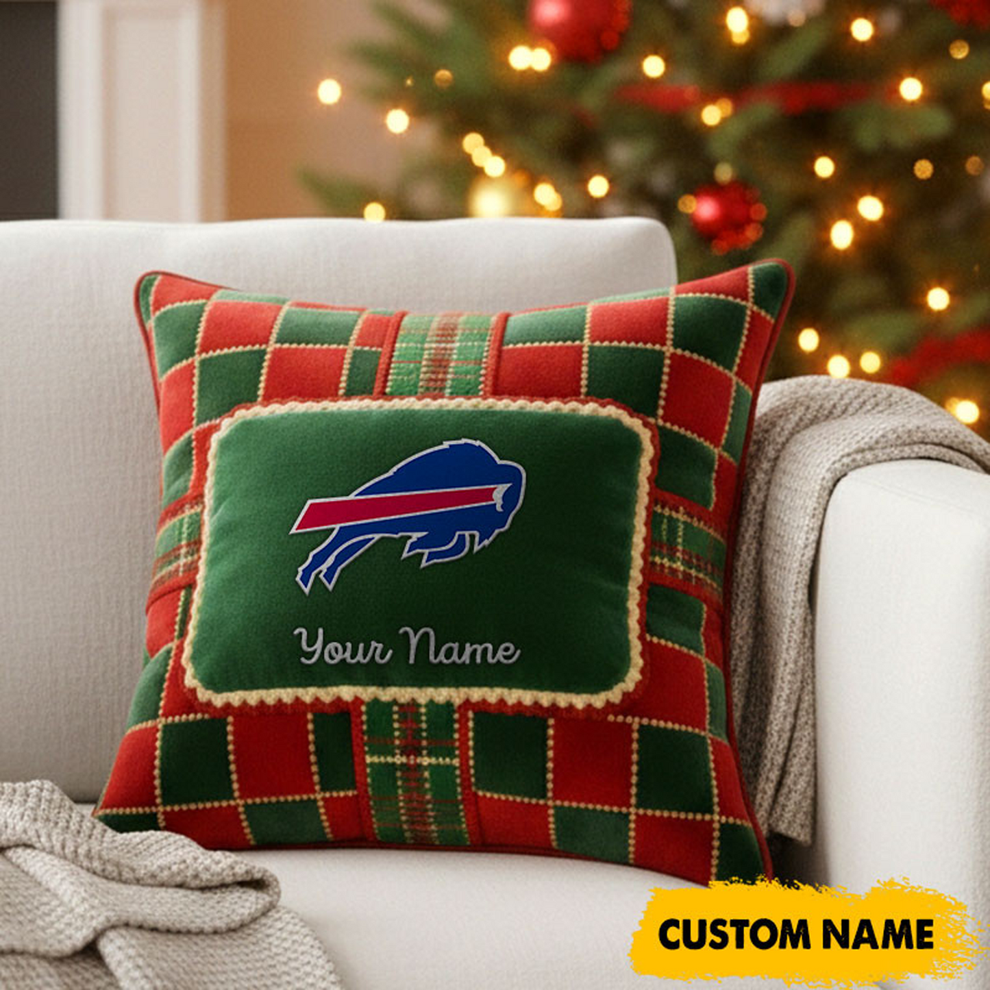 BUF x NFL Christmas New Square Pillow DatND DVT