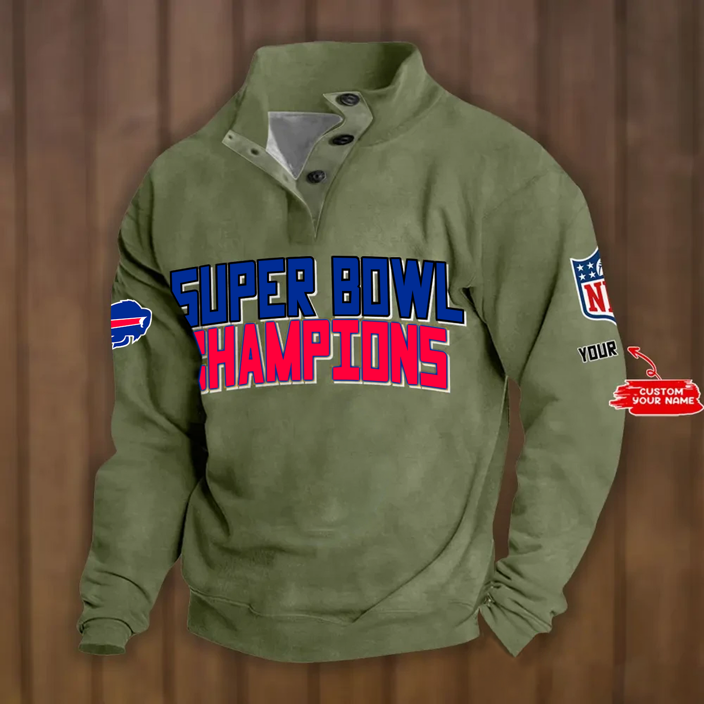BUF x NFL Double Breasted Stand Collar Hoodies DATND TANTD