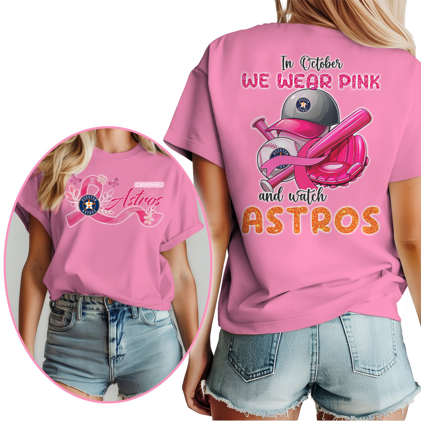 In October We Wear Pink And Watch MLB HA Shirt DDT NTL
