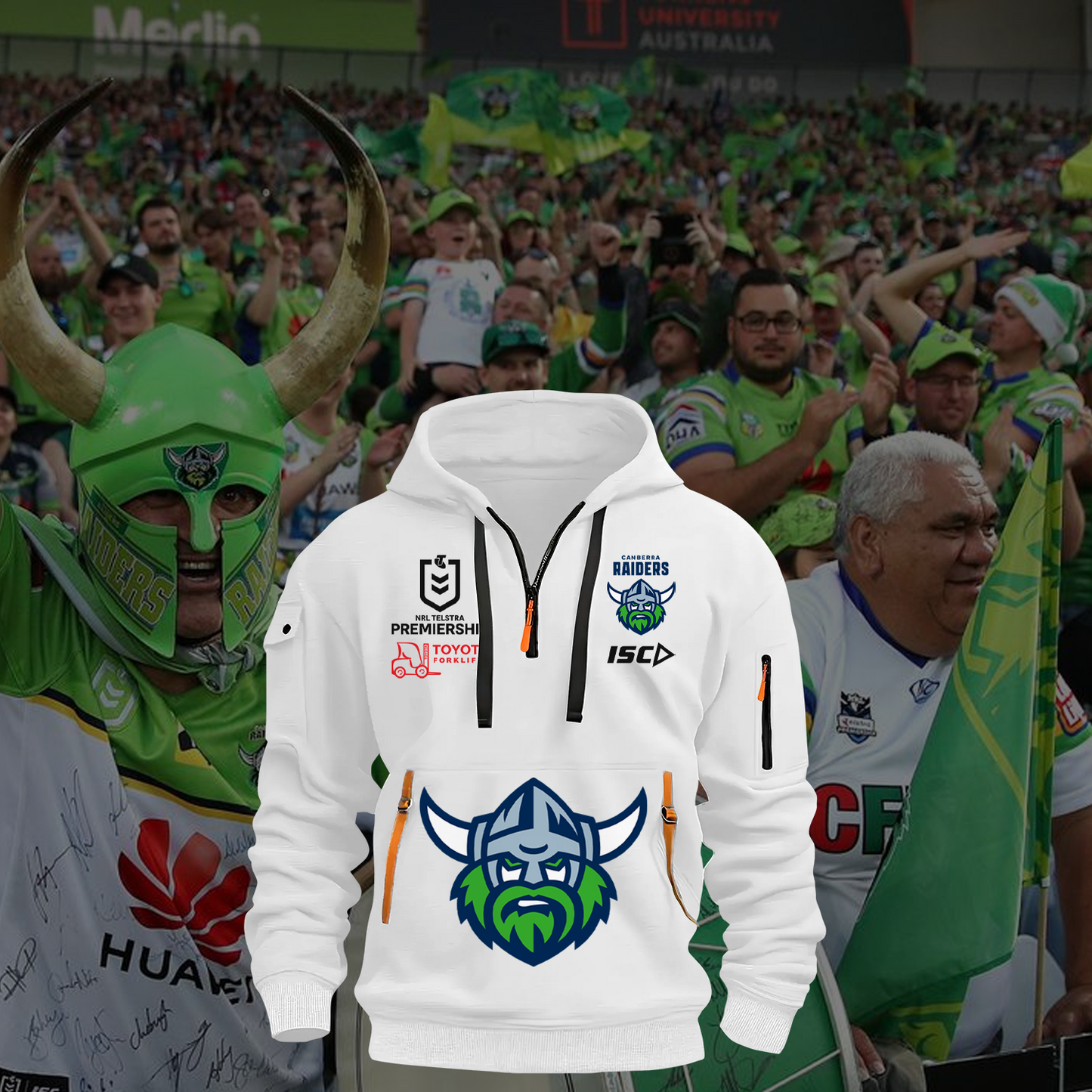 Canberra Raiders NRL 2025 Zipper Hoodie TM NTA V1