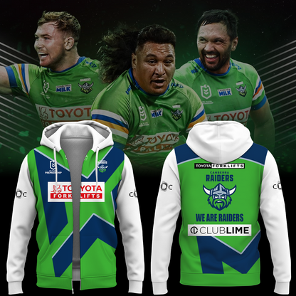 Canberra Raiders NRL We Are Raiders Limited Edition Zip Hoodie TM V3