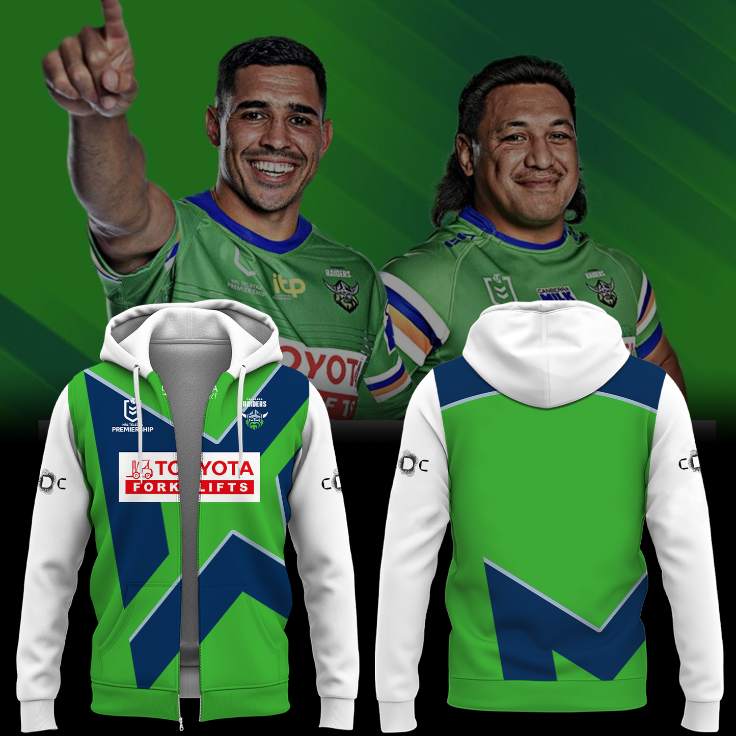 Canberra Raiders NRL We Are Raiders Limited Edition Zip Hoodie TM V4
