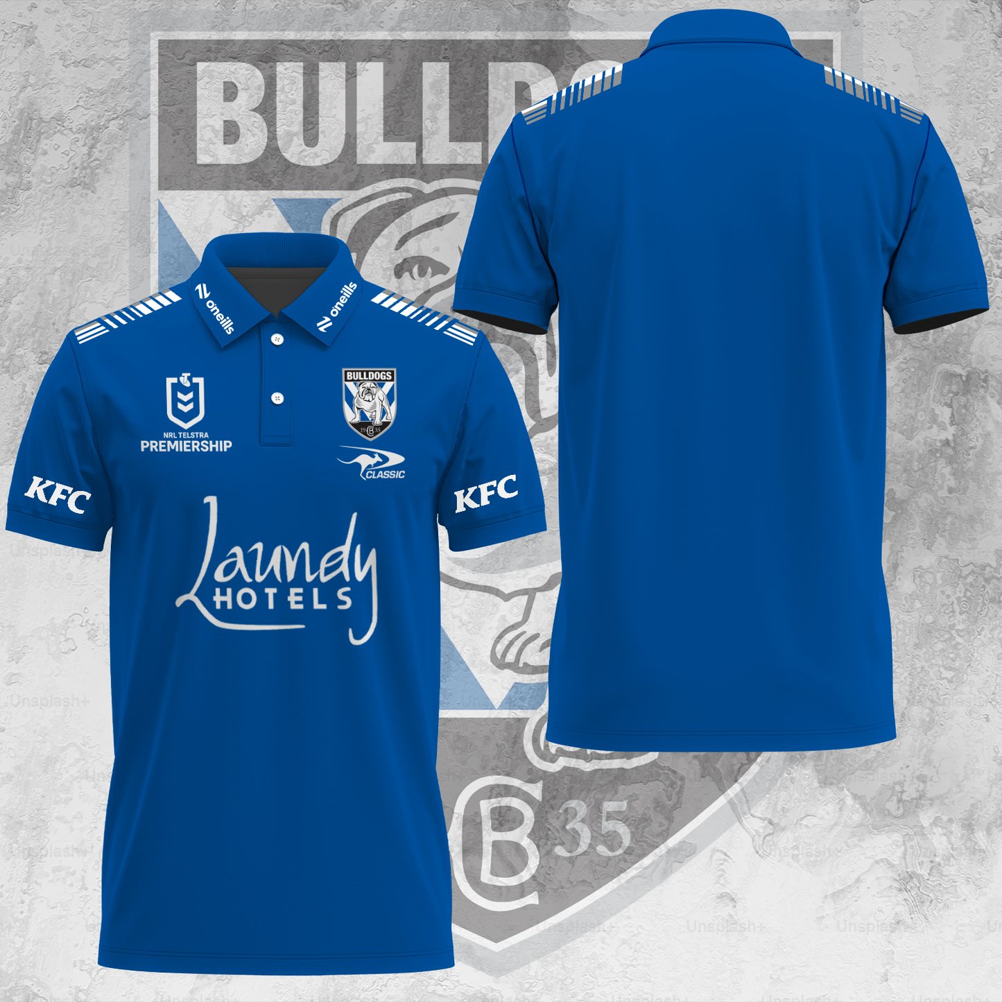 Canterbury-Bankstown Bulldogs NRL 2025 Dogs Of War Limited Edition Polo Shirt TM NTA V19