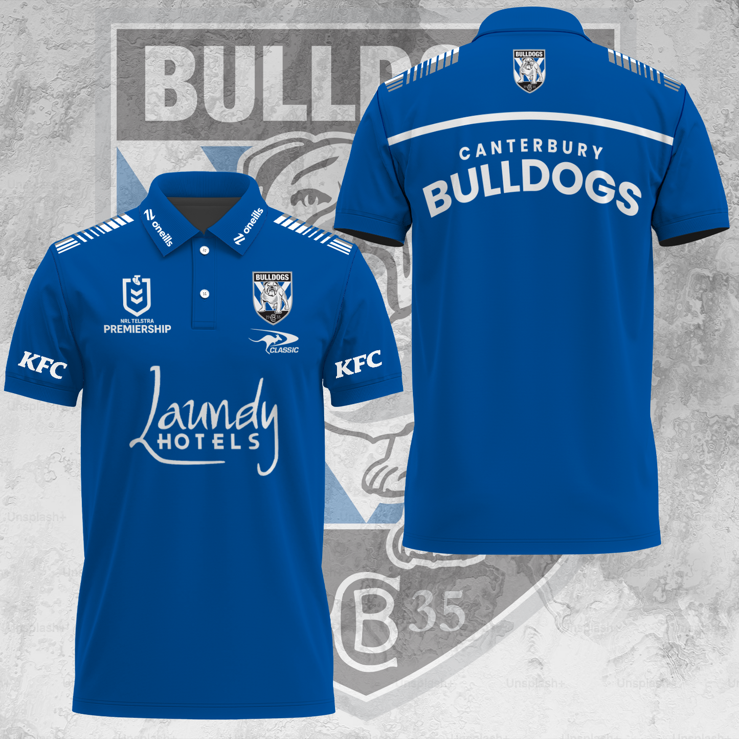 Canterbury-Bankstown Bulldogs NRL 2025 Dogs Of War Limited Edition Polo Shirt TM NTA V21