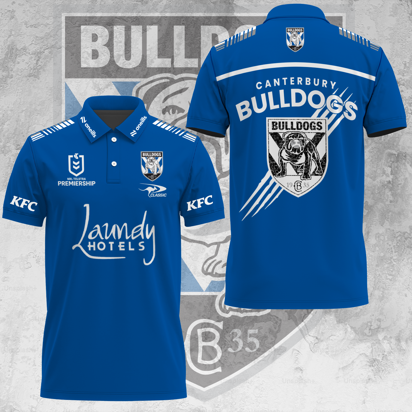 Canterbury-Bankstown Bulldogs NRL 2025 Dogs Of War Limited Edition Polo Shirt TM NTA V22