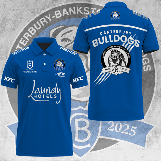 Canterbury-Bankstown Bulldogs NRL 2025 Dogs Of War Limited Edition Polo Shirt TM NTA V24