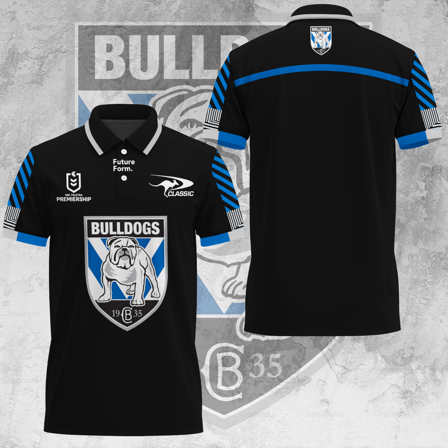 Canterbury-Bankstown Bulldogs NRL 2025 Dogs Of War Limited Edition Polo Shirt TM V2
