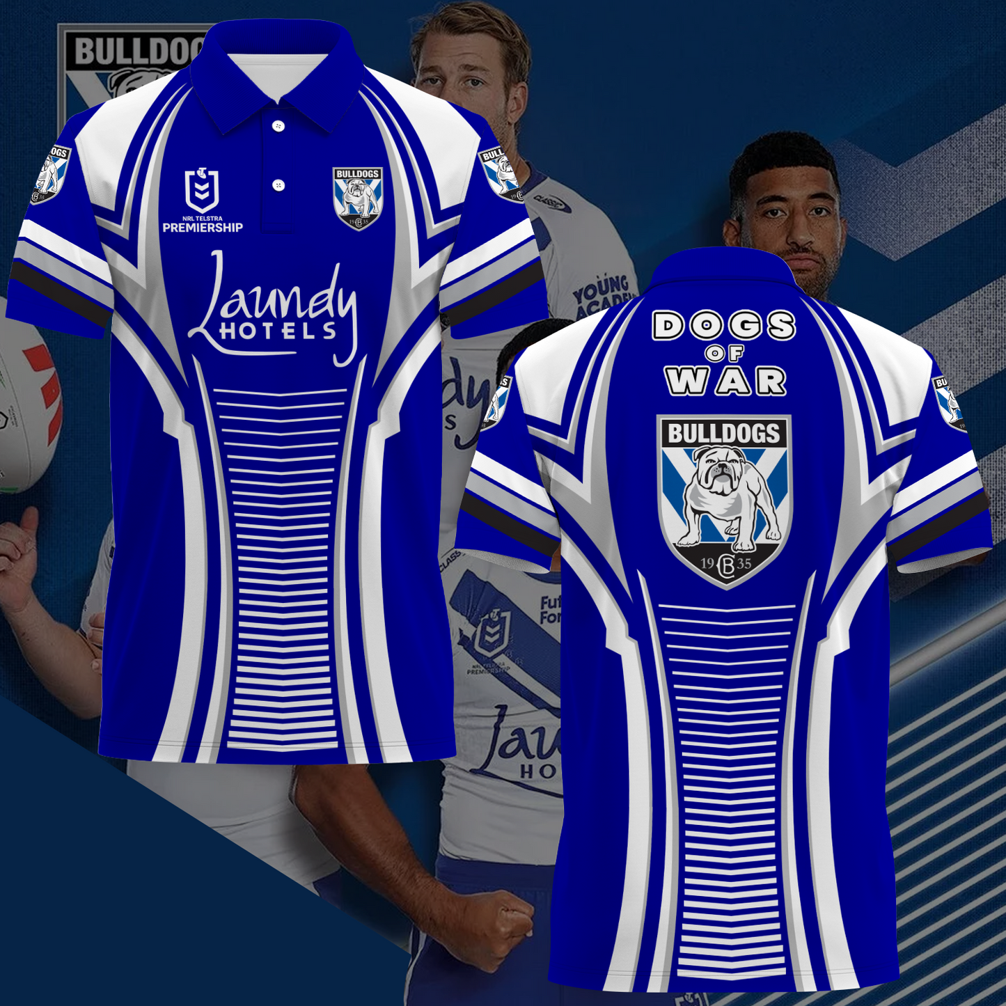 Canterbury-Bankstown Bulldogs NRL 2025 Polo Shirt TM NTA V2