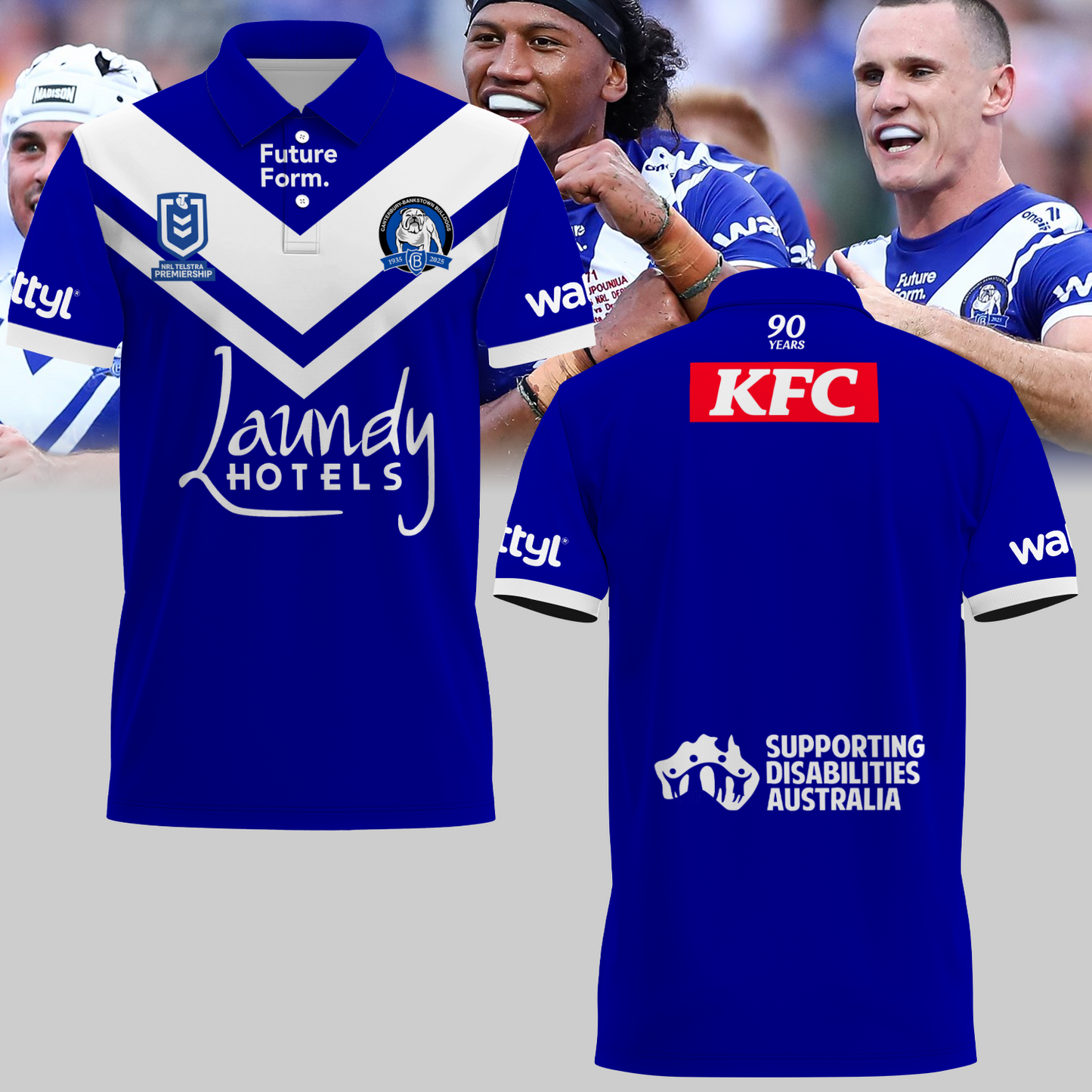 Canterbury-Bankstown Bulldogs NRL 2025 Polo Shirt TM NTA V3