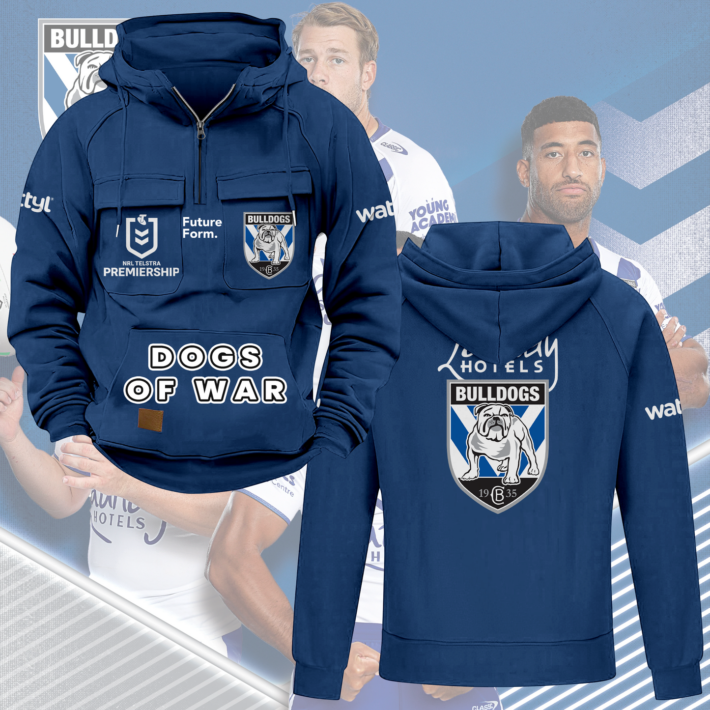 Canterbury-Bankstown Bulldogs NRL 2025 Quarter Zip Hoodie TM NTA V4