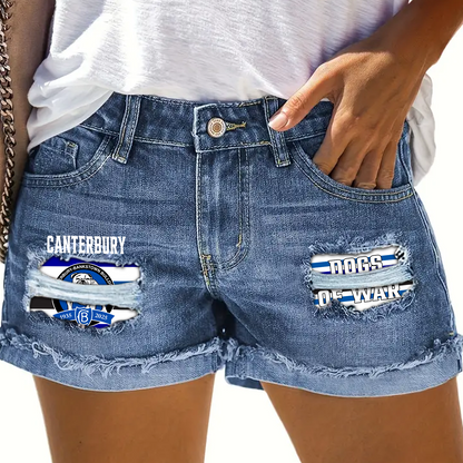 Canterbury-Bankstown Bulldogs NRL 2025 Rip Print Fashion Denim Shorts TM NTA V3