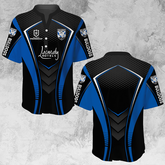 Canterbury-Bankstown Bulldogs NRL 2025 The Dogs Of War Limited Edition Henley Shirt TM NTA V1