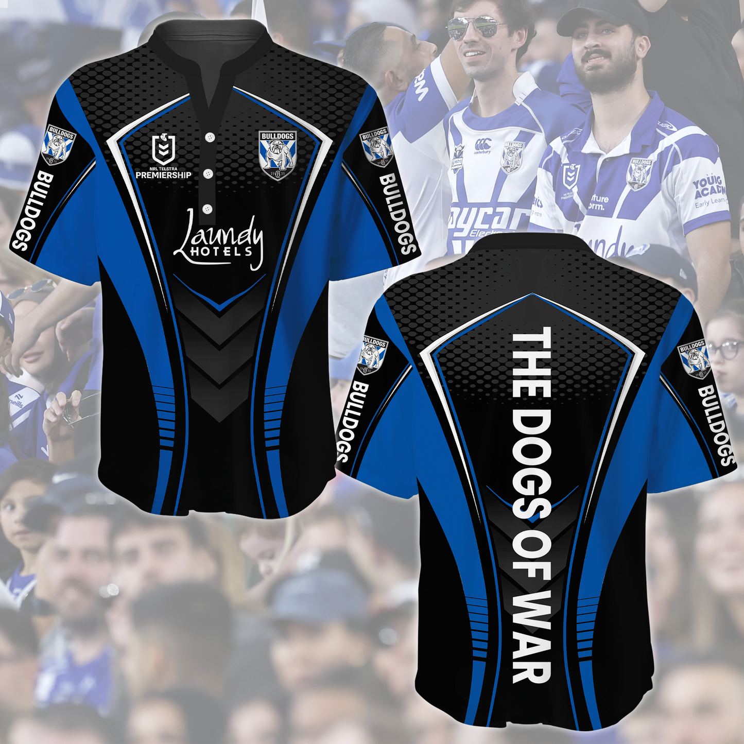 Canterbury-Bankstown Bulldogs NRL 2025 The Dogs Of War Limited Edition Henley Shirt TM NTA V2