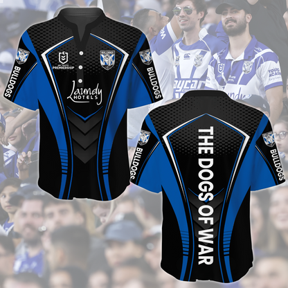 Canterbury-Bankstown Bulldogs NRL 2025 The Dogs Of War Limited Edition Henley Shirt TM NTA V2