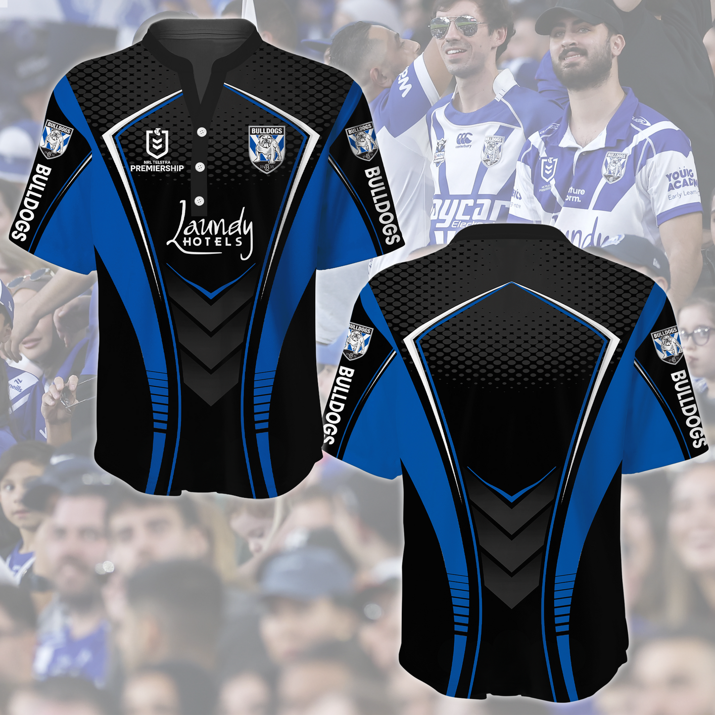 Canterbury-Bankstown Bulldogs NRL 2025 The Dogs Of War Limited Edition Henley Shirt TM NTA V3