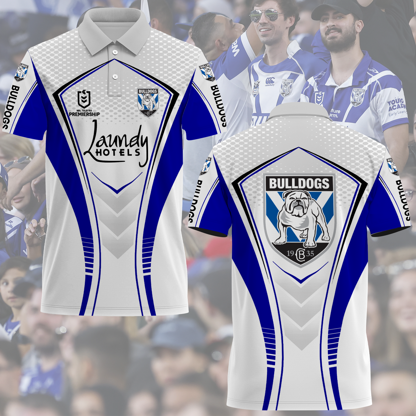 Canterbury-Bankstown Bulldogs NRL 2025 The Dogs Of War Limited Edition Polo Shirt TM NTA V12 230425