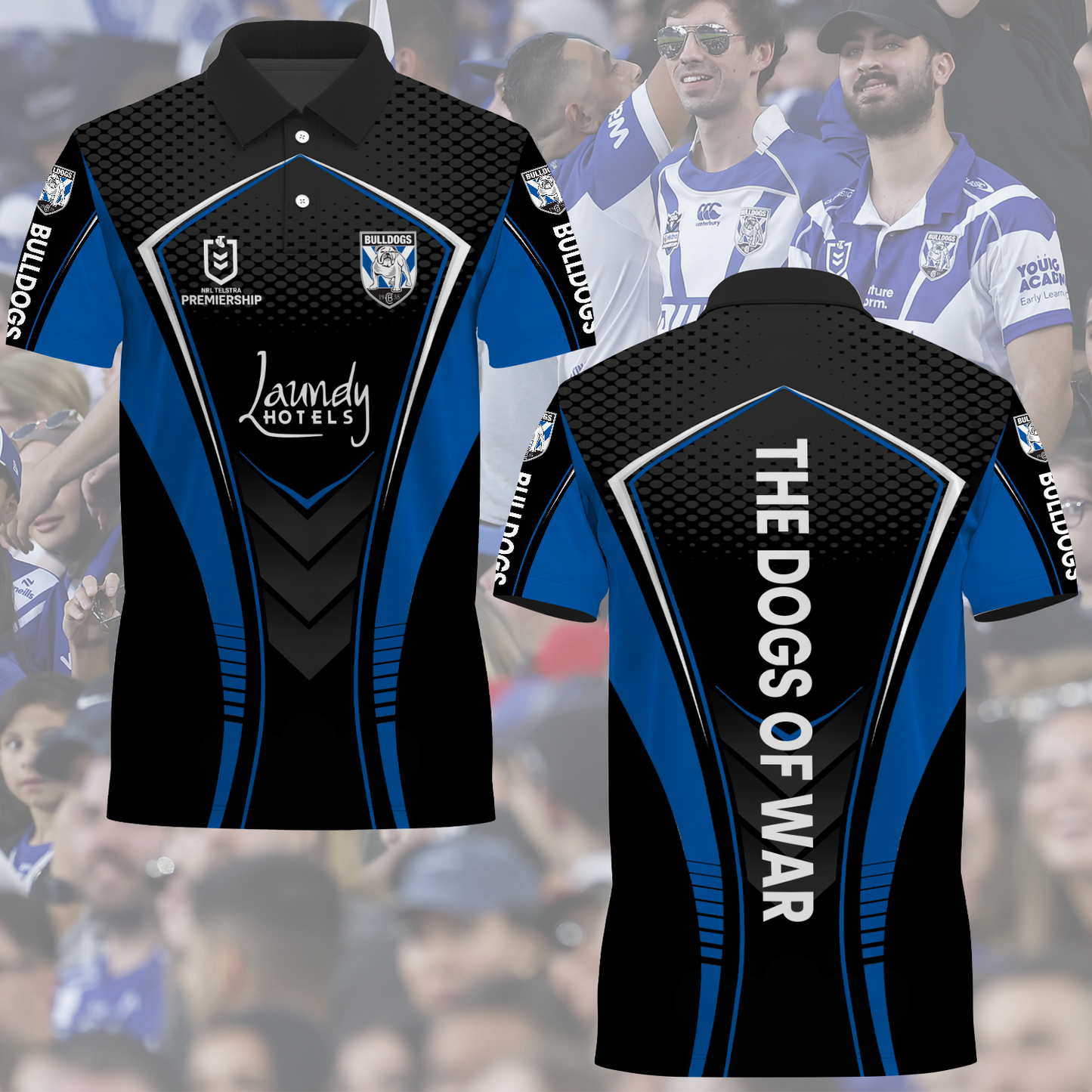 Canterbury-Bankstown Bulldogs NRL 2025 The Dogs Of War Limited Edition Polo Shirt TM NTA V5 230425