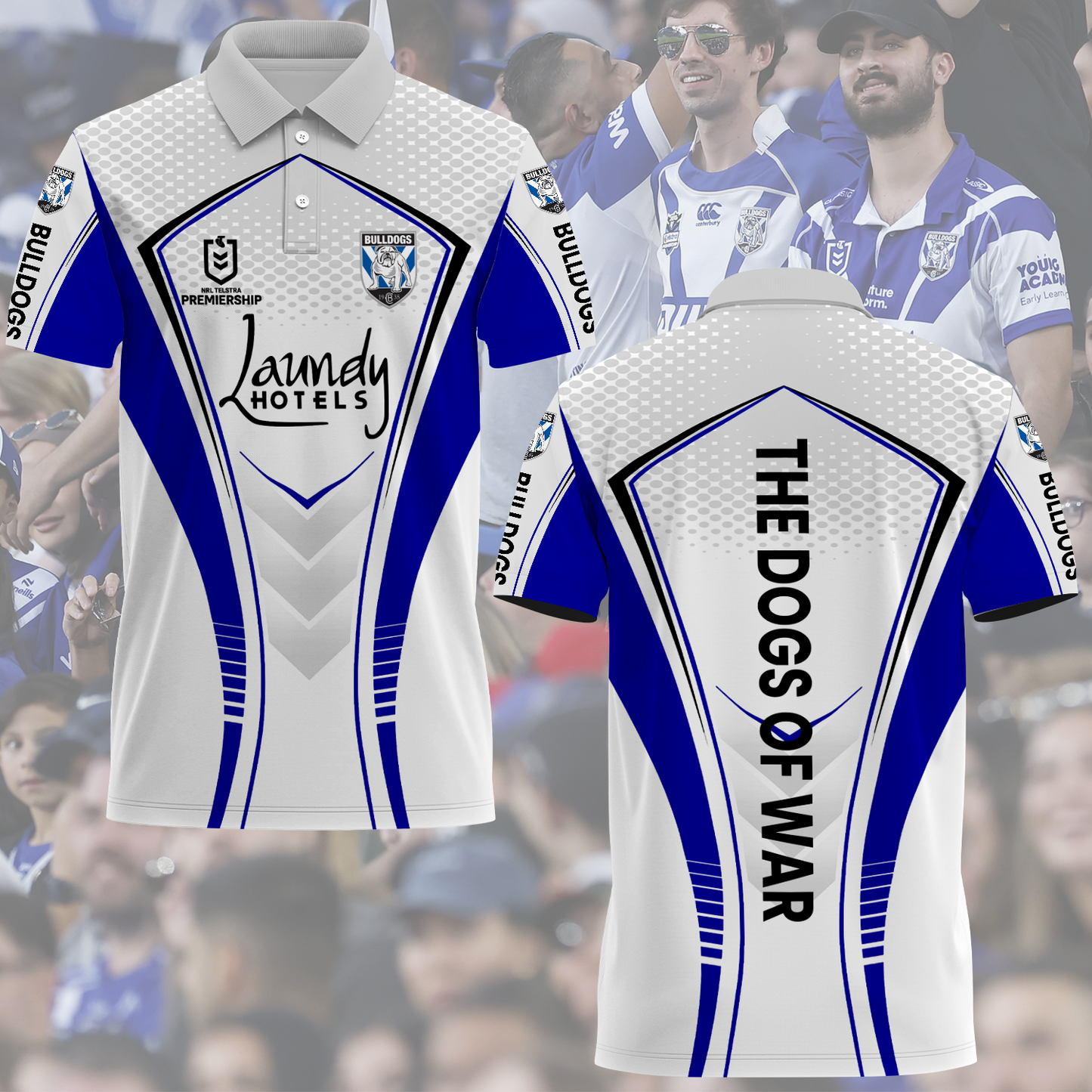 Canterbury-Bankstown Bulldogs NRL 2025 The Dogs Of War Limited Edition Polo Shirt TM NTA V9 230425