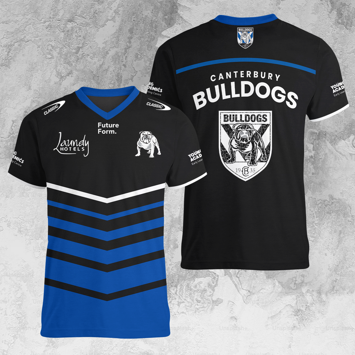 Canterbury-Bankstown Bulldogs NRL 2025 The Dogs Of War Limited Edition V-neck T-Shirt TM NTA V1