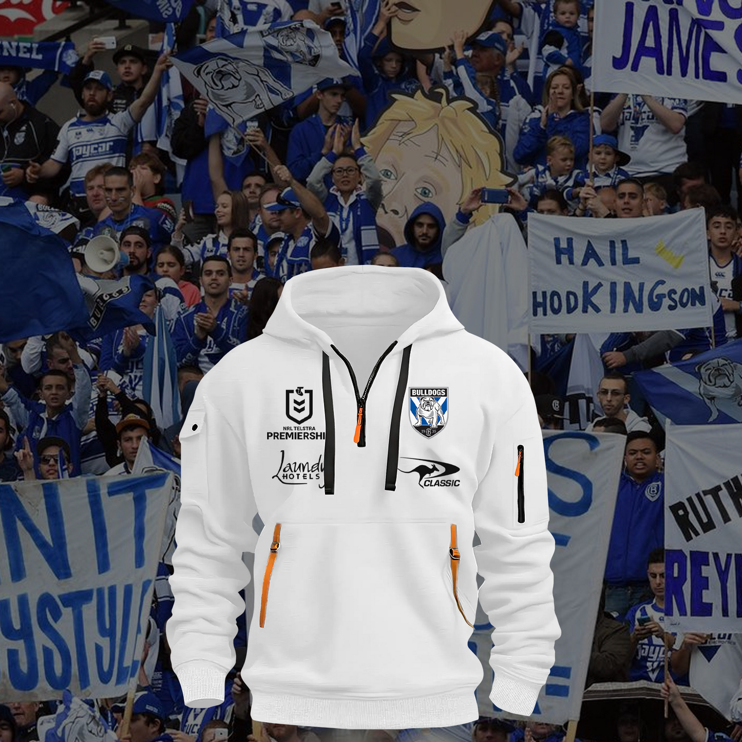 Canterbury-Bankstown Bulldogs NRL 2025 Zipper Hoodie TM NTA V5