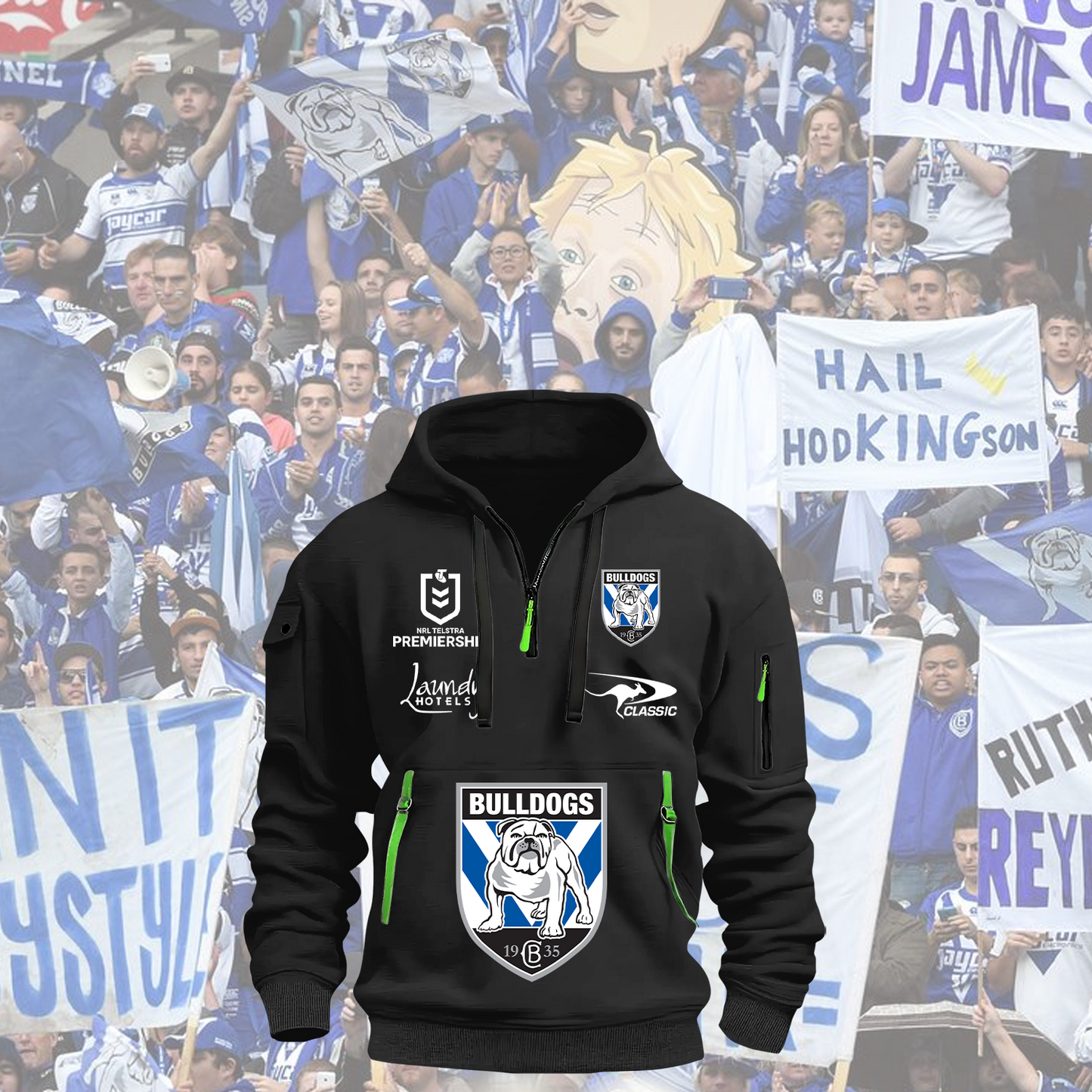 Canterbury-Bankstown Bulldogs NRL 2025 Zipper Hoodie TM NTA V8