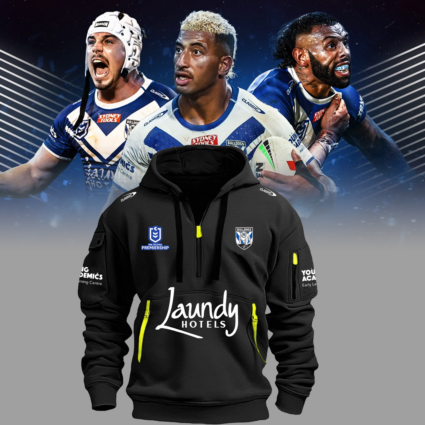 Canterbury-Bankstown Bulldogs NRL Dog Of War Limited Edition Zipper Hoodie TM V3