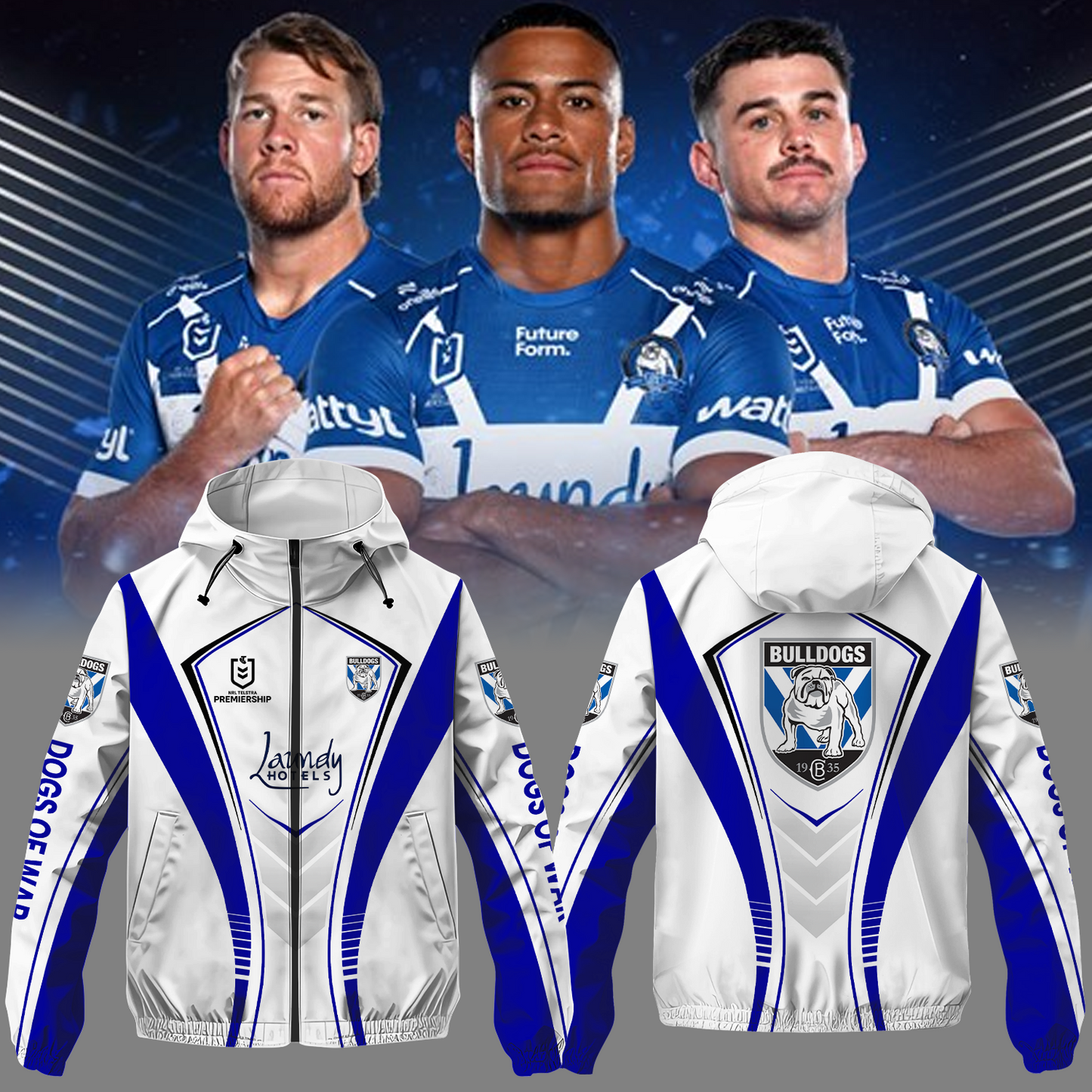 Canterbury Bulldogs 2 NRL 2025 Windbreaker Jacket TM NTA V1