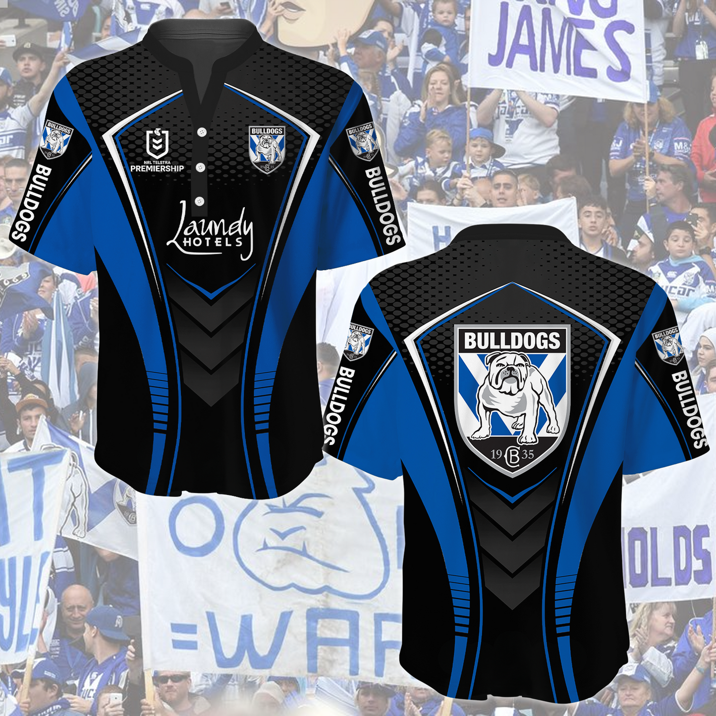 Canterbury Bulldogs NRL 2025 Limited Edition Henley Shirt TM NTA V1