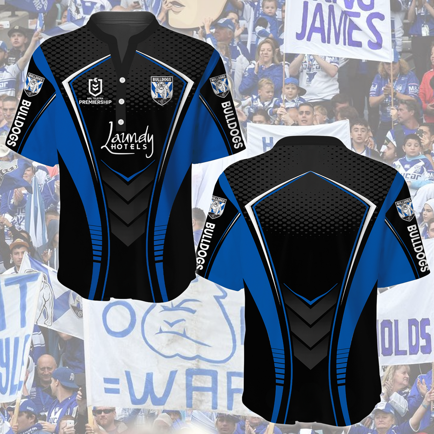 Canterbury Bulldogs NRL 2025 Limited Edition Henley Shirt TM NTA V2