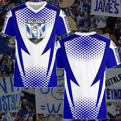 Canterbury Bulldogs NRL 2025 The Dogs Of War V-Neck T-Shirt TM NTA V2