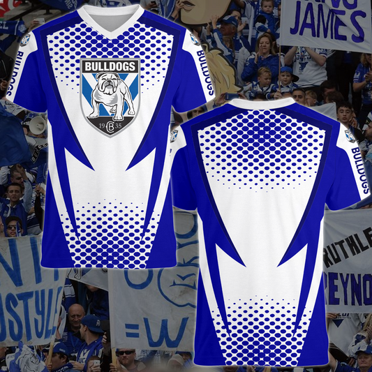 Canterbury Bulldogs NRL 2025 The Dogs Of War V-Neck T-Shirt TM NTA V2