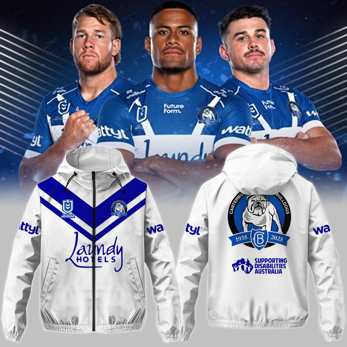 Canterbury Bulldogs NRL 2025 Windbreaker Jacket TM NTA V2