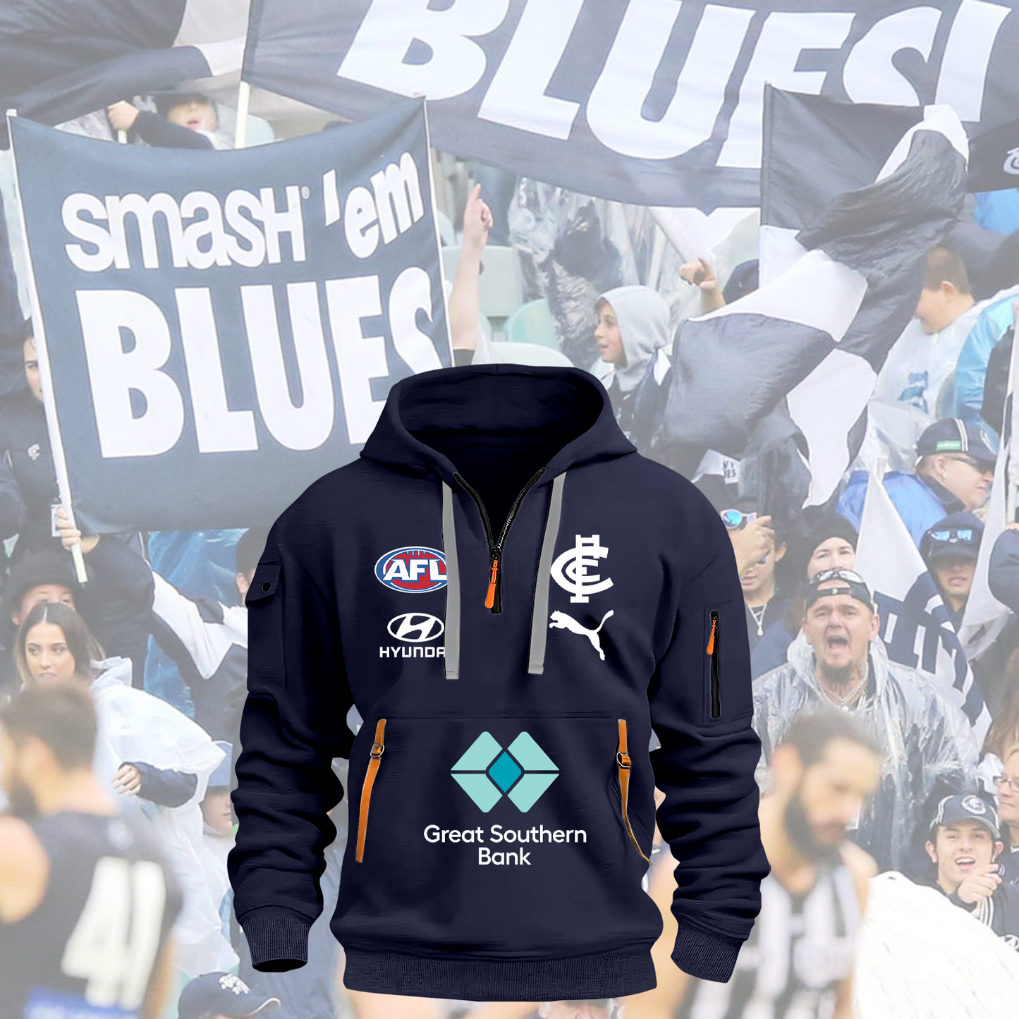 Carlton Blues AFL 2025 Zipper Hoodie TM NTA V1