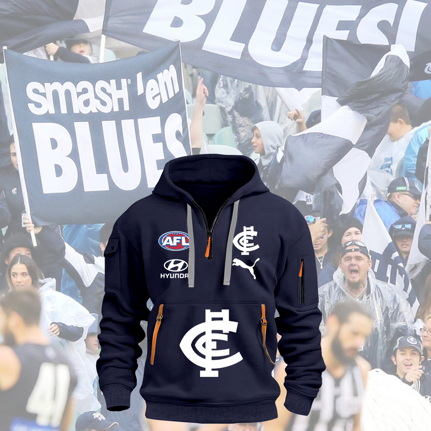 Carlton Blues AFL 2025 Zipper Hoodie TM NTA V3