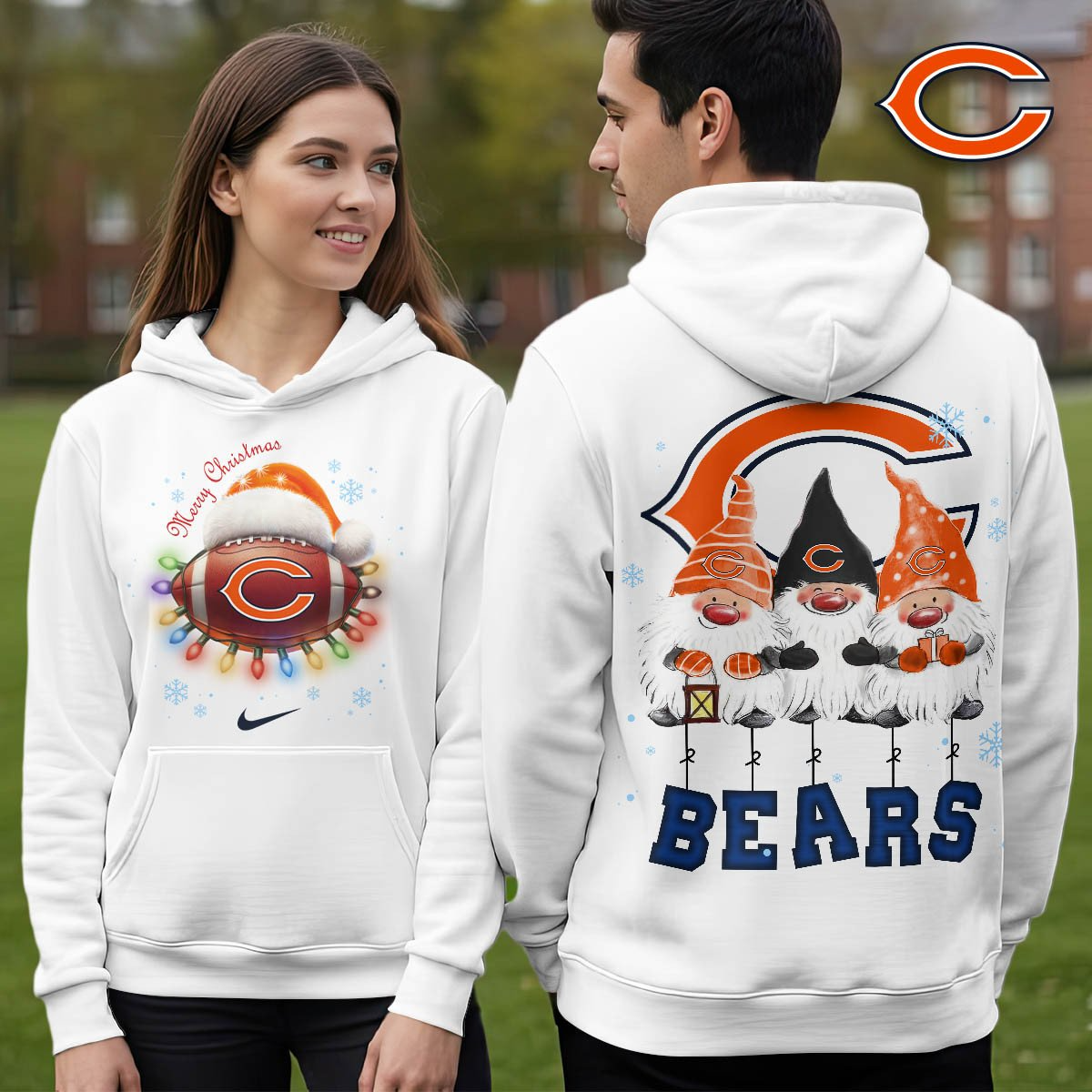 CHI Premium NFL Christmas Gnomes Hoodie DDT CTND