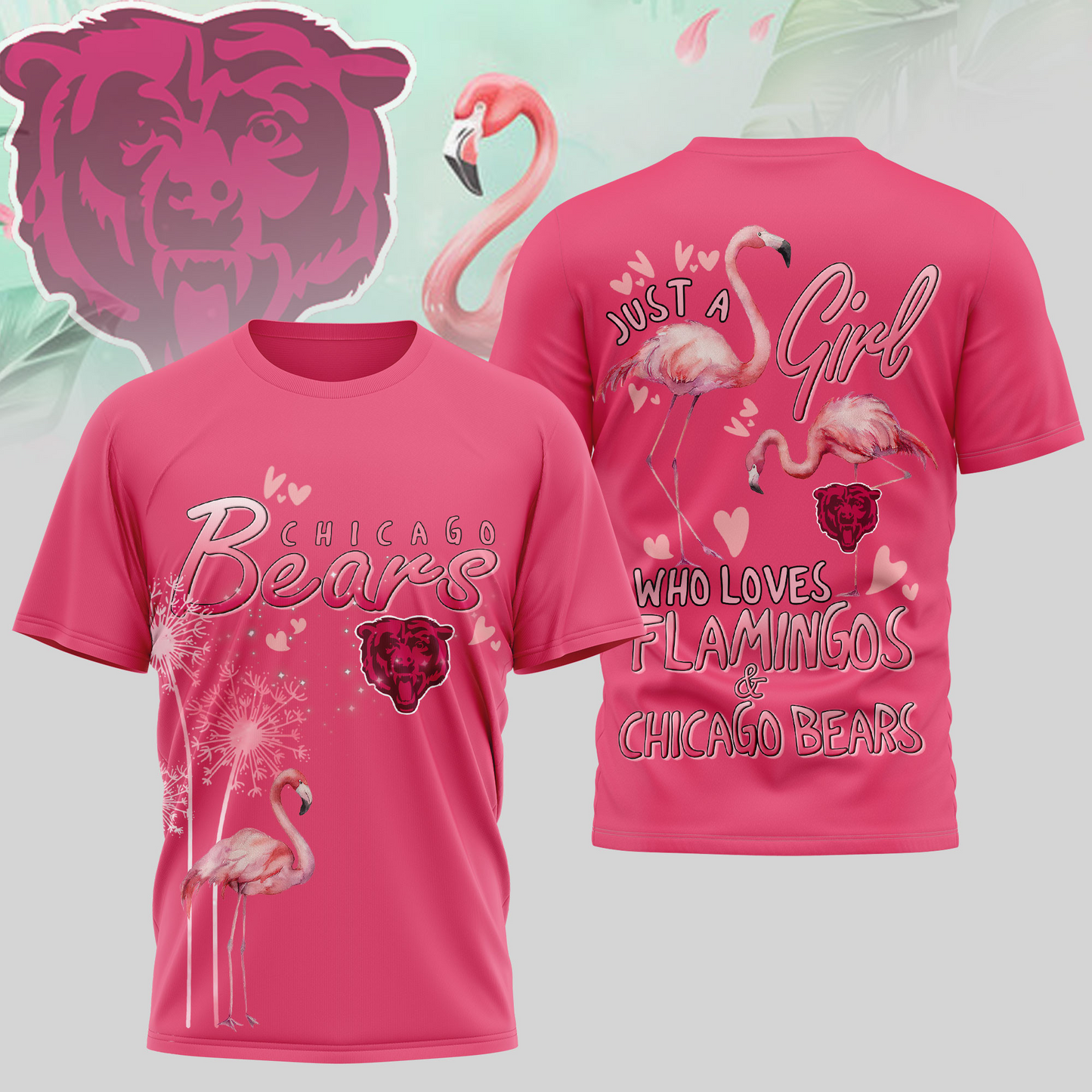CHI Premium NFL Flamingo 3D Shirt DDT NTL