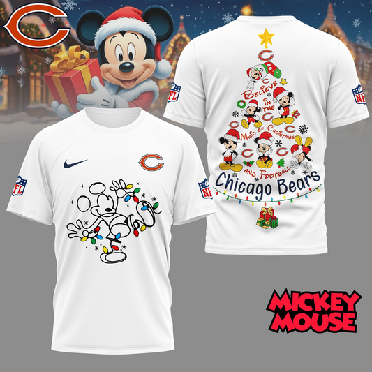 CHI Premium NFL Mickey Mouse Christmas 3D Shirt DDT CTND