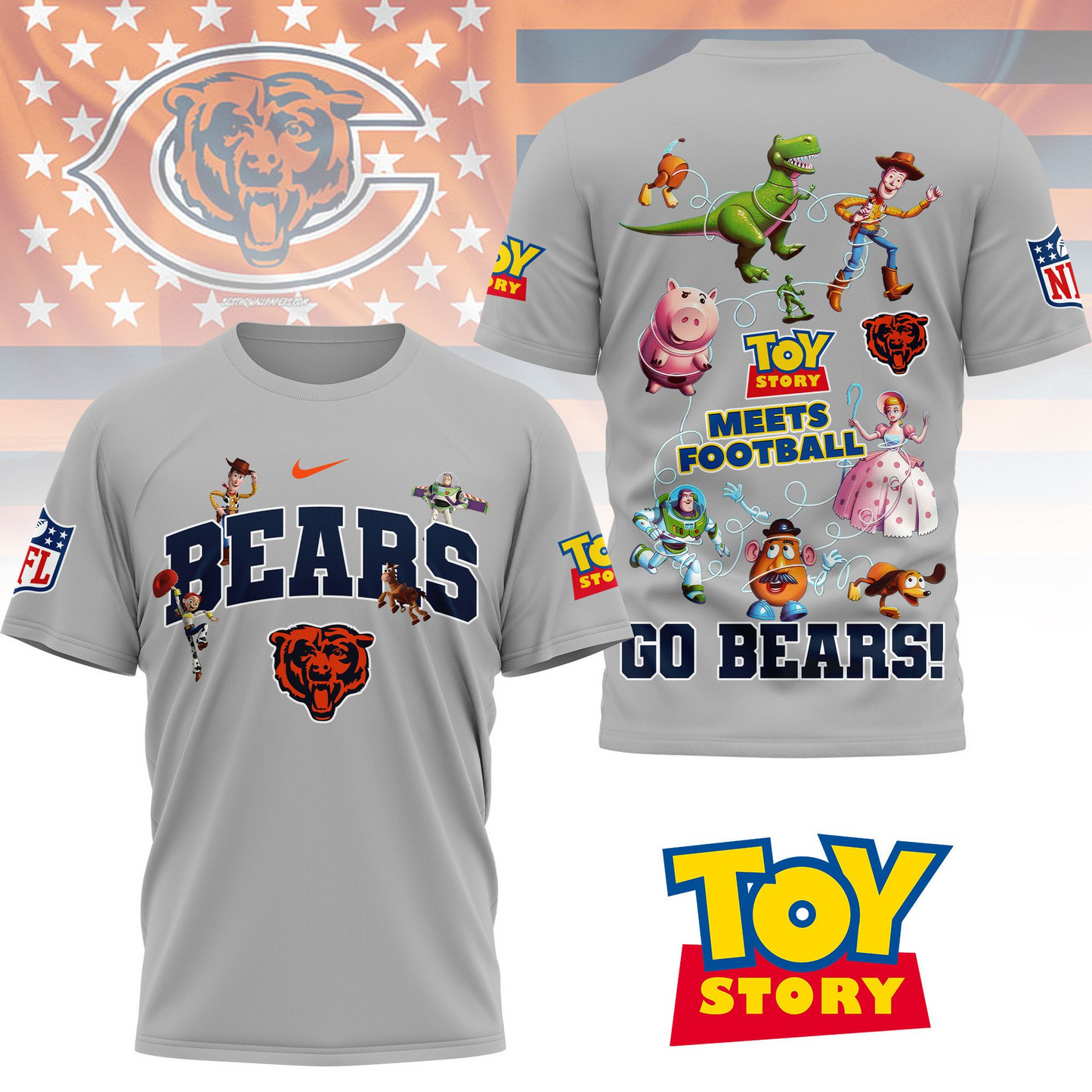 CHI Premium NFL Toy Story Fan 3D Shirt DDT CTND
