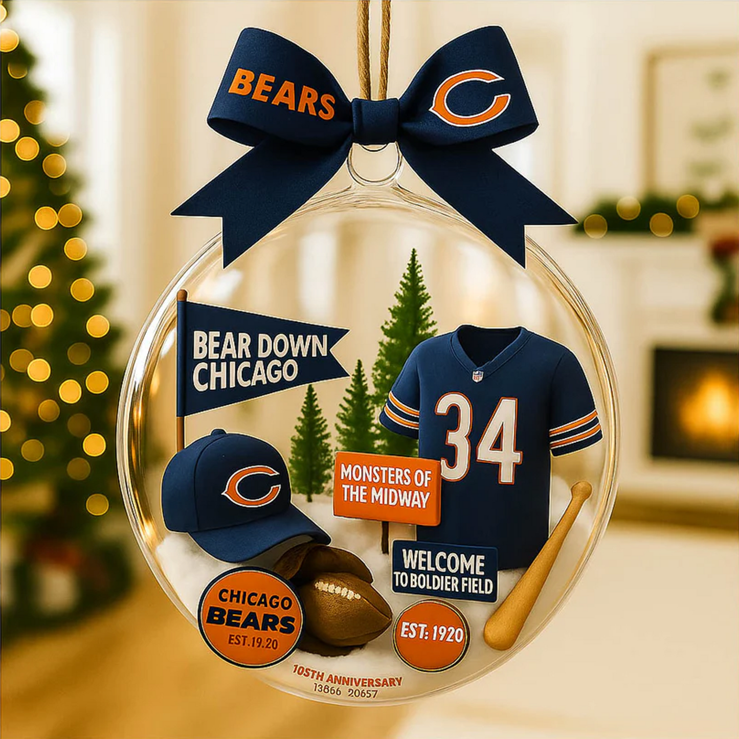 CHI X NFL Baseball Team Christmas Tree and Uniform Pendant V1 NAK NHT