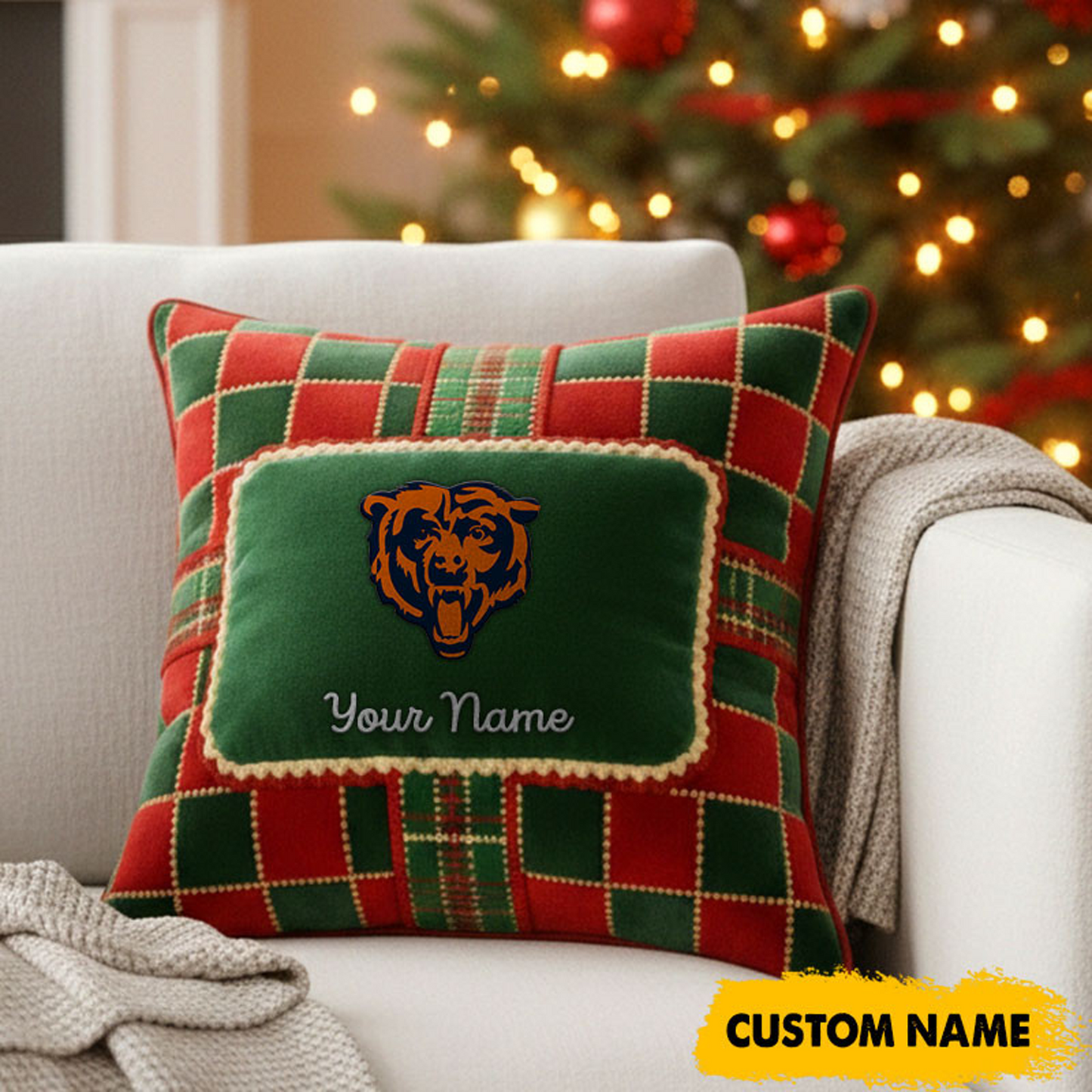 CHI x NFL Christmas New Square Pillow DatND DVT