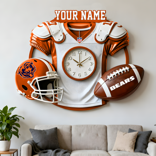 CHI X NFL Jersey Sculpture Clock V1 NAK NHT
