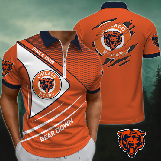 CHI x NFL Premium 3D Zip Polo DDT NTL